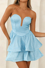 Eyes Of Love Glitter Mini Dress Blue