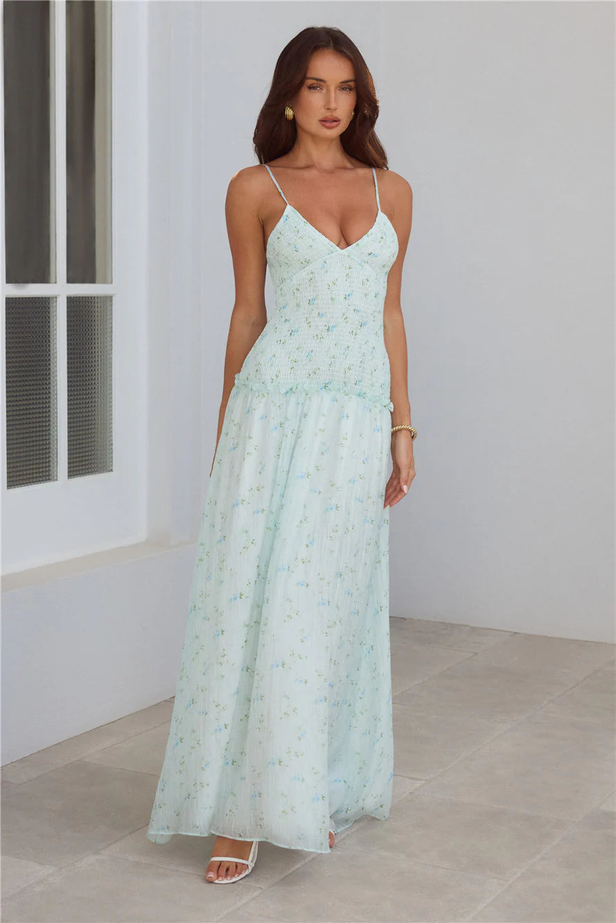 Among the Flowers Maxi Dress Blue