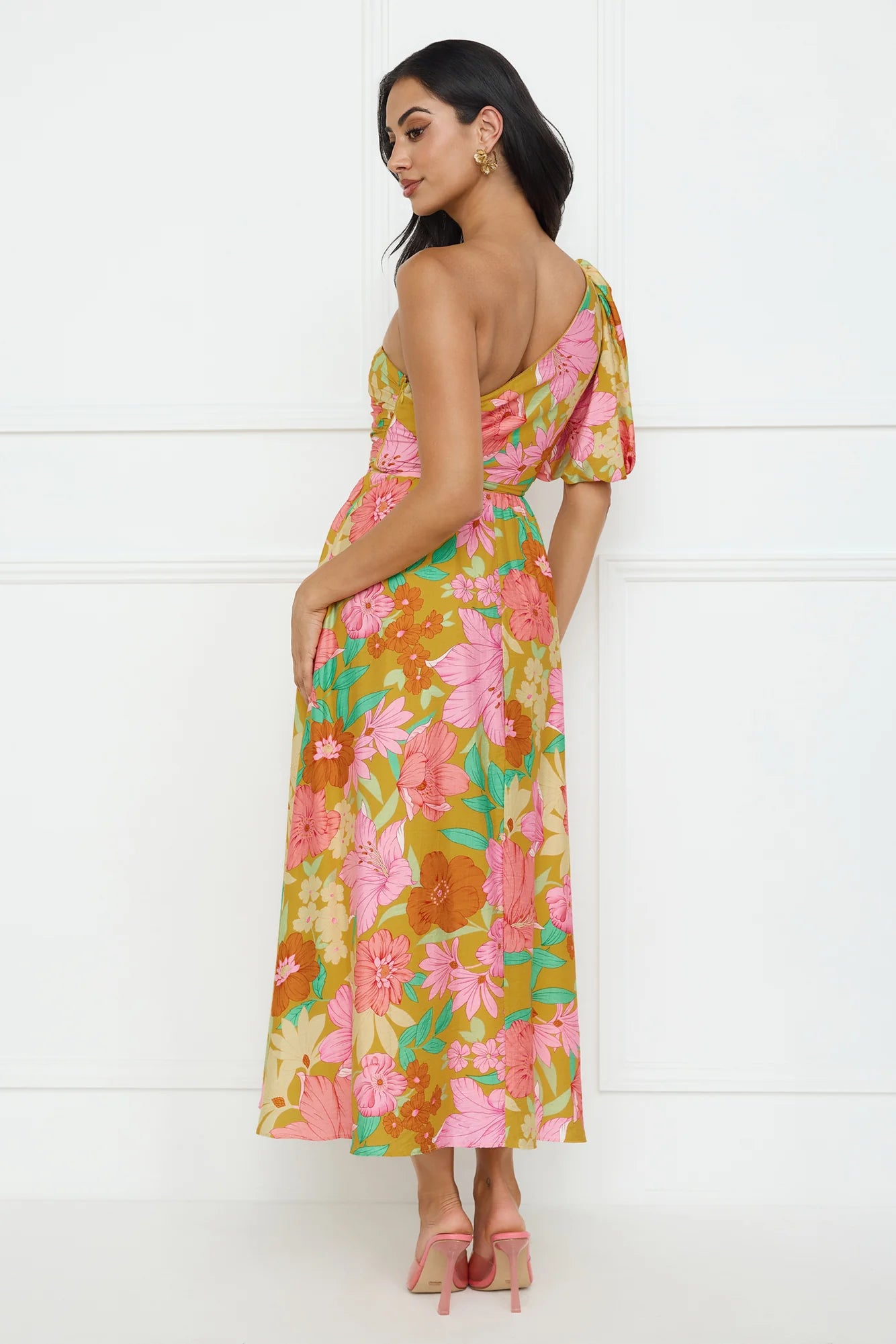Coconut Crush One Shoulder Midi Dress Orange