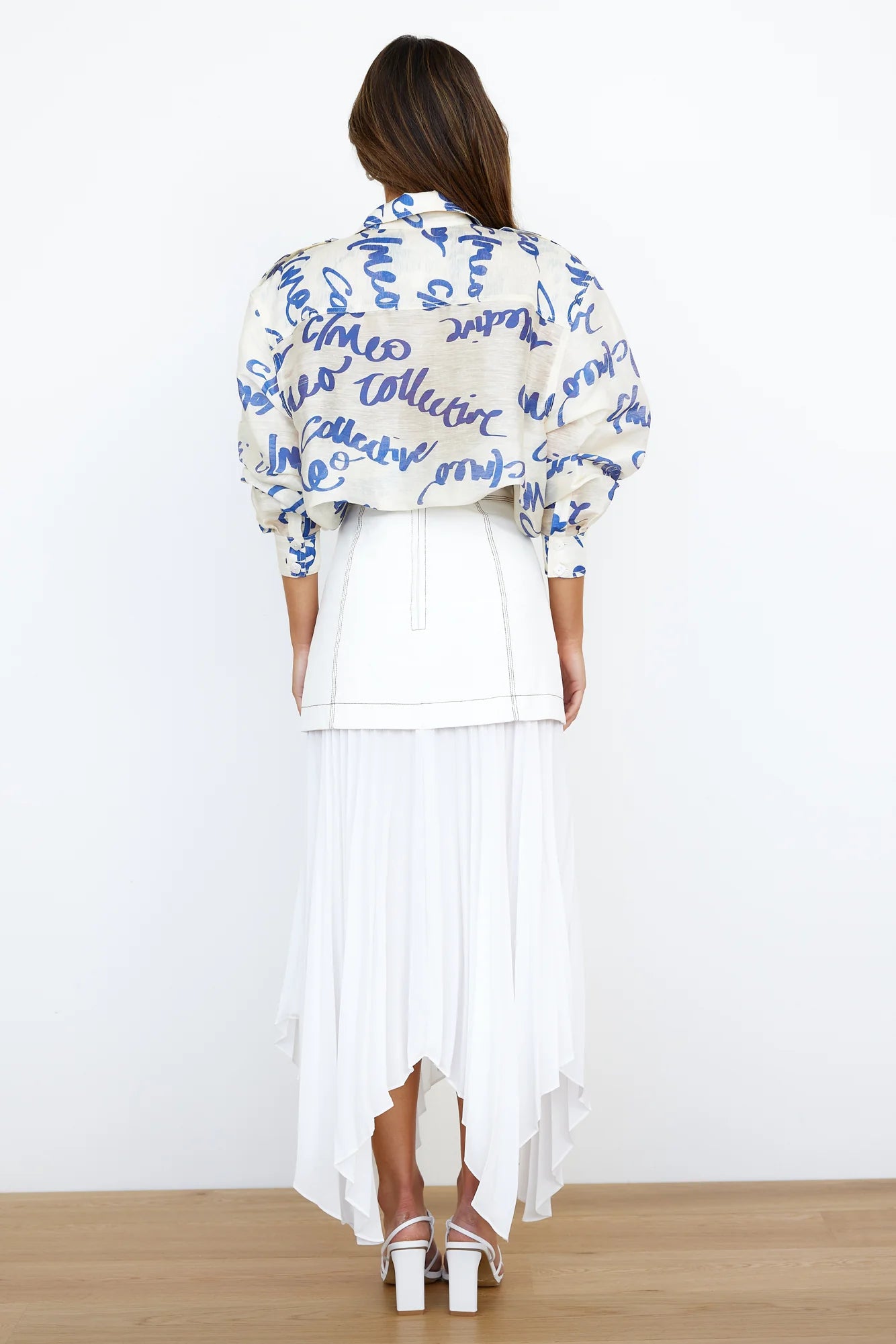 C/MEO DAYDREAM PLEATED MIDI SKIRT WHITE