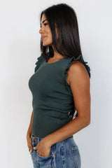 Shay Ribbed Top | Winter Green