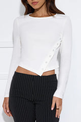 Gentle Rain Long Sleeve Top White