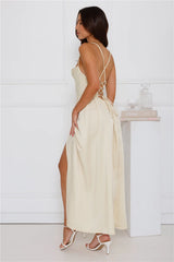 The Only Girl Satin Maxi Dress Yellow