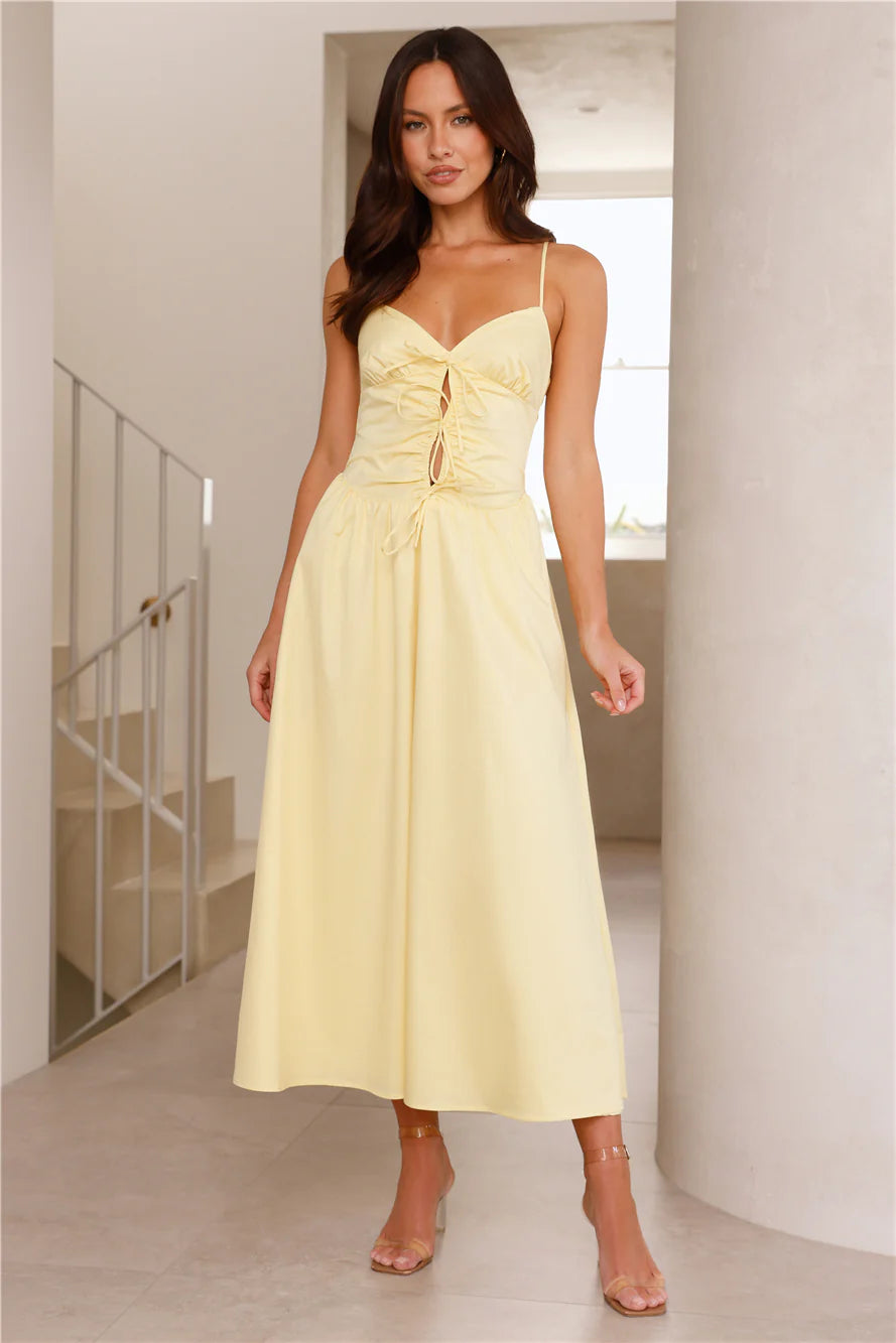 Beachside Joys Midi Dress Yellow
