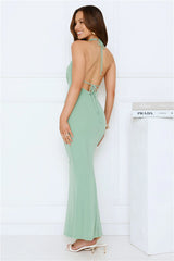 The Glow Club Halter Maxi Dress Sage