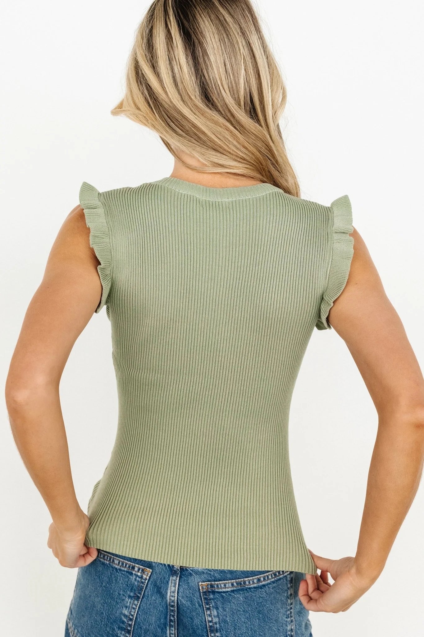 Shay Ribbed Top | Dusty Sage