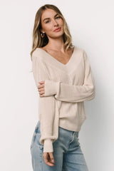 Ashby V Neck Sweater Top | Natural