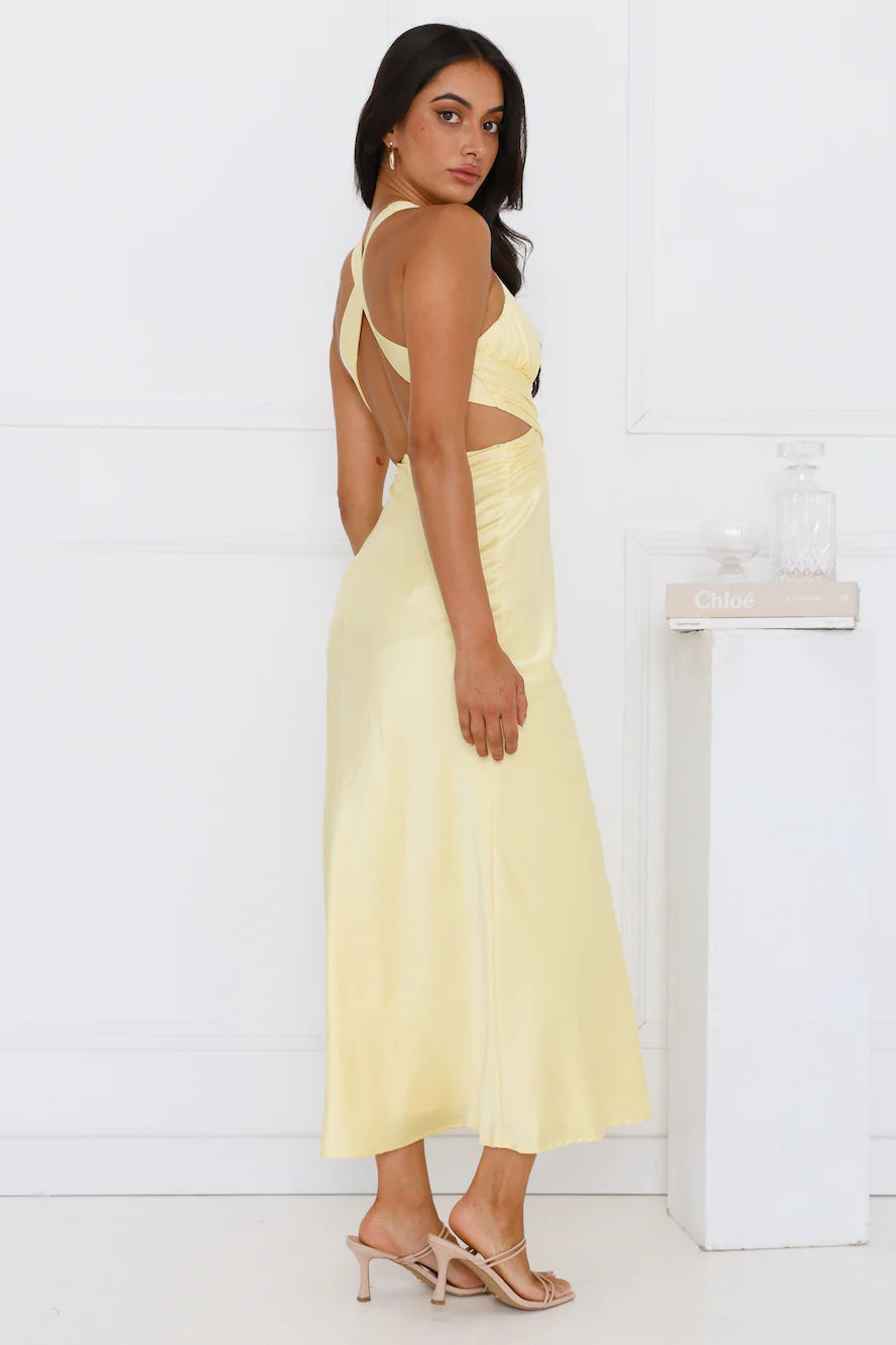 Dress Code Satin Maxi Dress Yellow