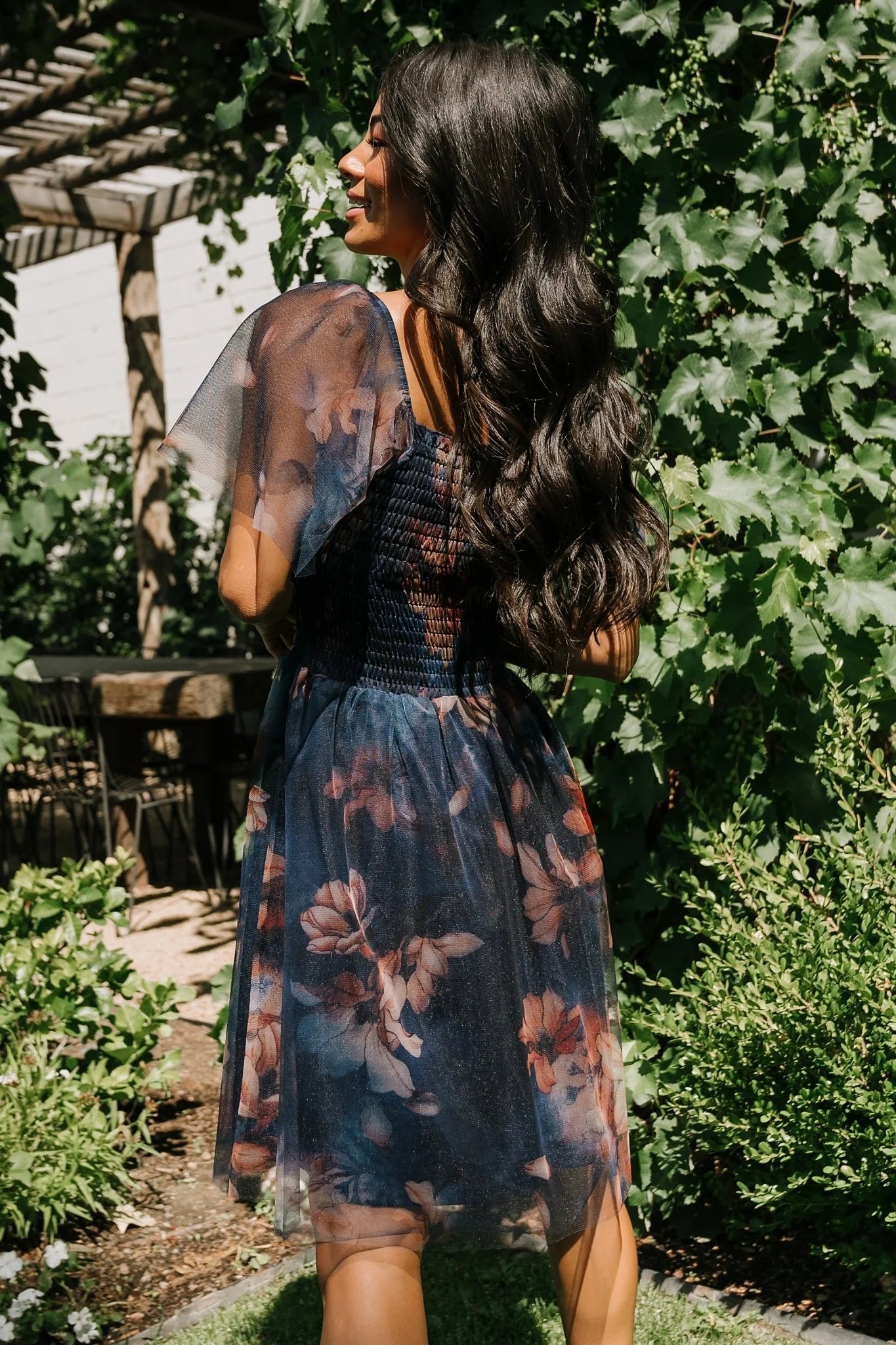 Tivoli Tulle Short Dress | Dark Blue Floral
