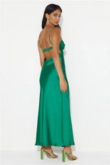 Winery Wedding Satin Maxi Dress Green