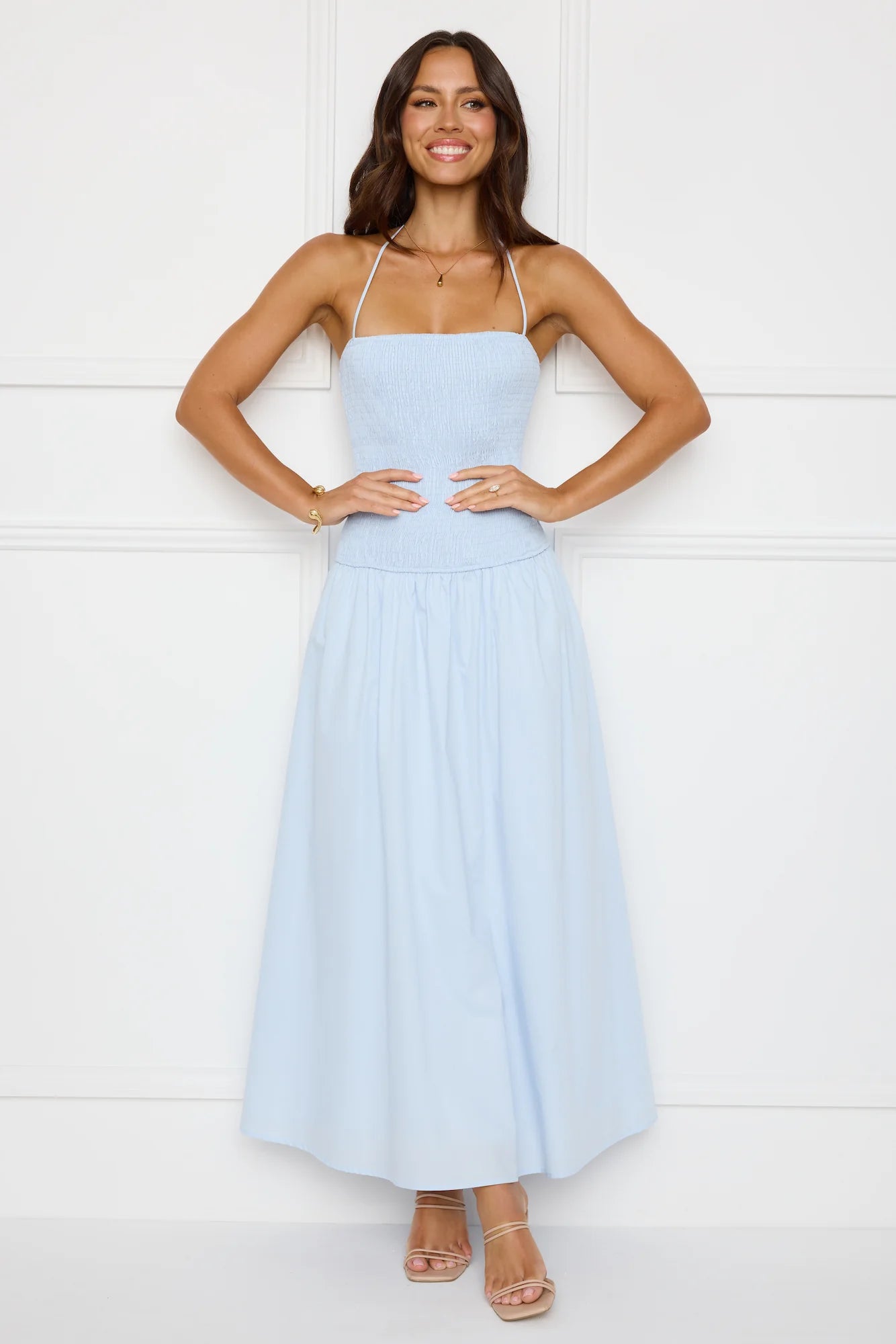 Unmatched Energy Halter Maxi Dress Blue
