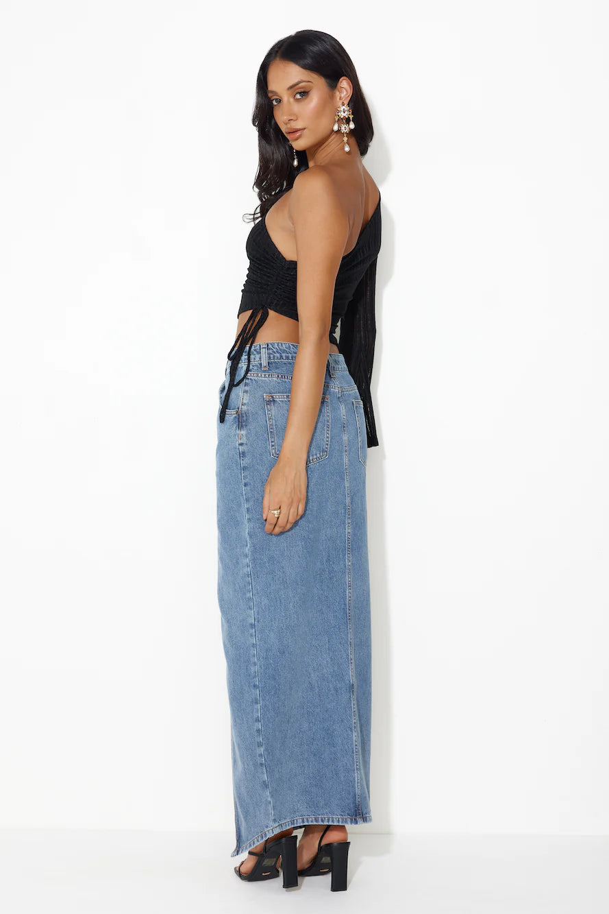 Brunch Groove One Shoulder Top Black