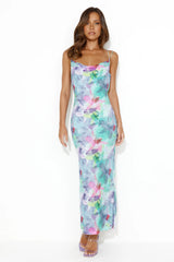 Unlike You Mesh Maxi Dress Blue