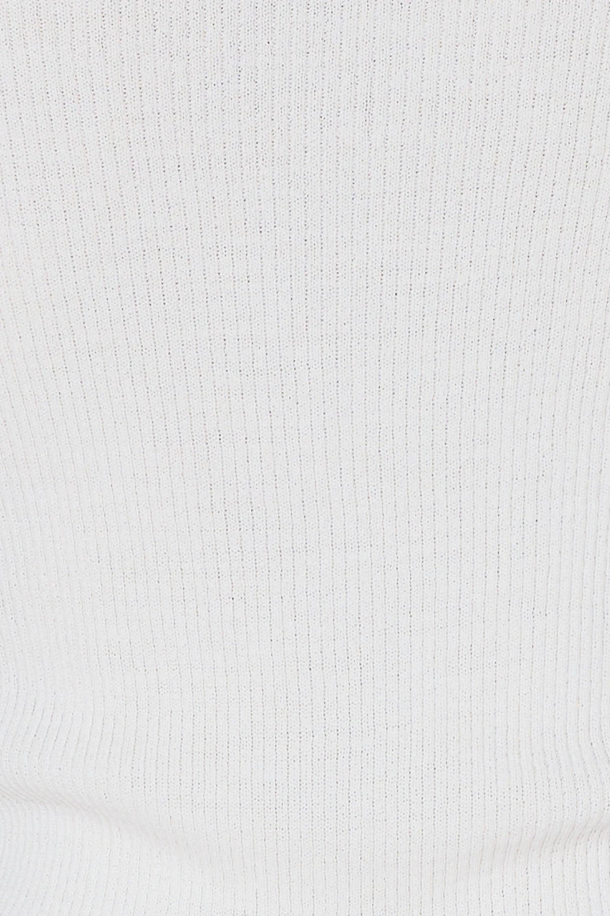 Buttoned Up Ribbed Long Sleeve Top White