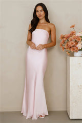 The Felicity Strapless Satin Maxi Dress Pink