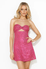 Sparkles Flying Sequins Mini Dress Pink