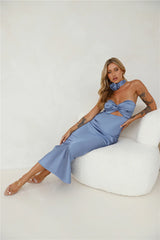 Trend Lover Satin Maxi Dress Blue