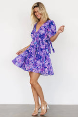 Luna Back Tie Mini Dress | Purple Multi