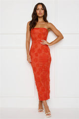 Crowned In Confidence Strapless Maxi Dress Orange