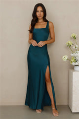 The Evelina Satin Maxi Dress Teal
