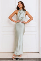 Formal Luxe Satin Maxi Dress Sage