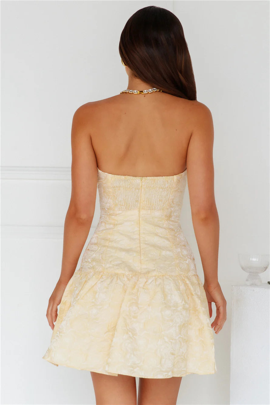 Warm Love Strapless Mini Dress Yellow