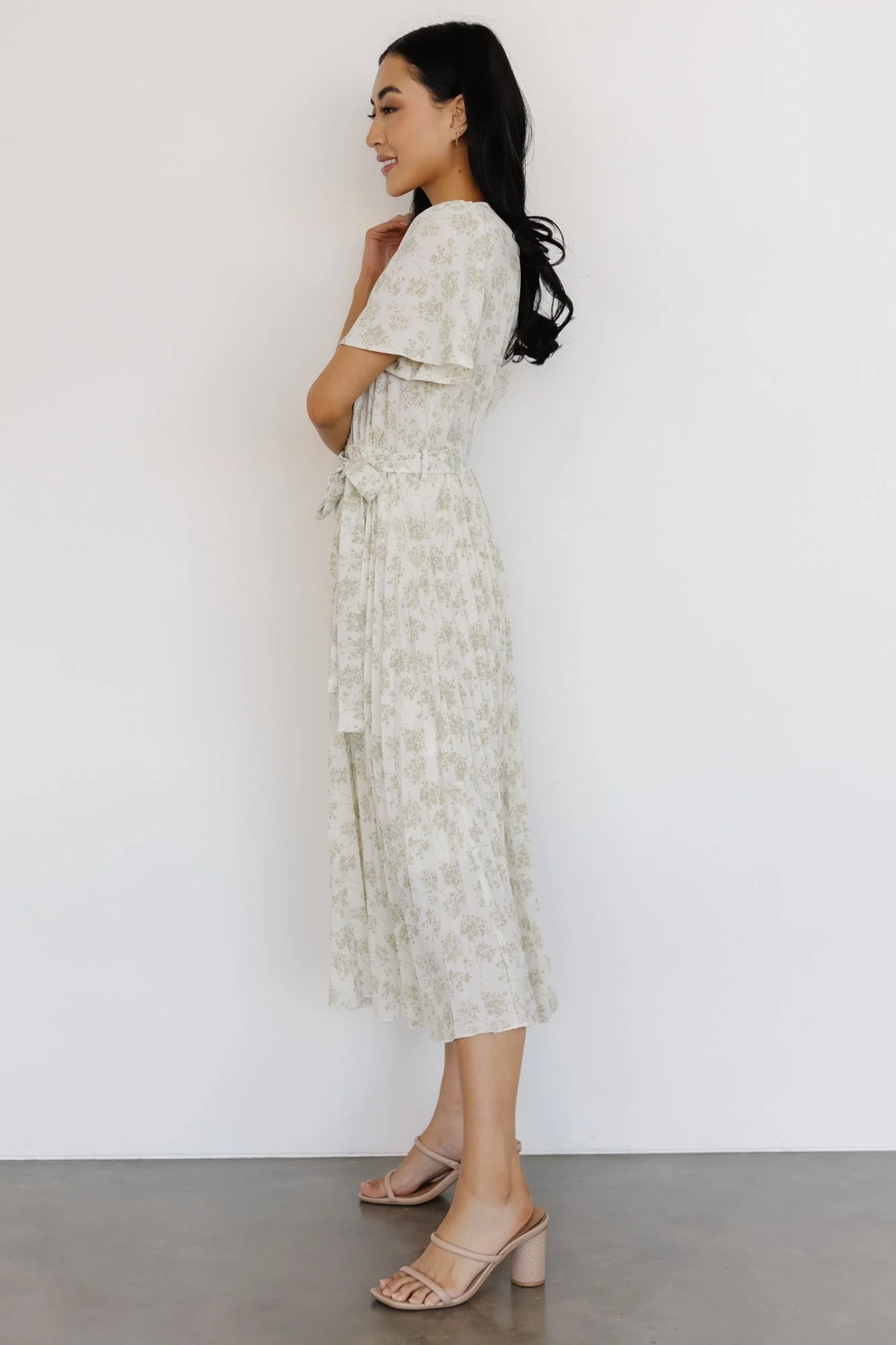 Prim Pleated Dress | Vintage Olive Print