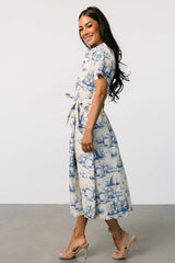 Layne Midi Dress | Cream + Blue