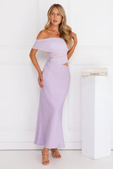 Velvet Sky Off Shoulder Mesh Maxi Dress Lilac