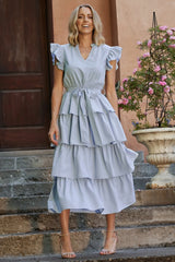 Chrysanthi Tiered Dress | Light Blue
