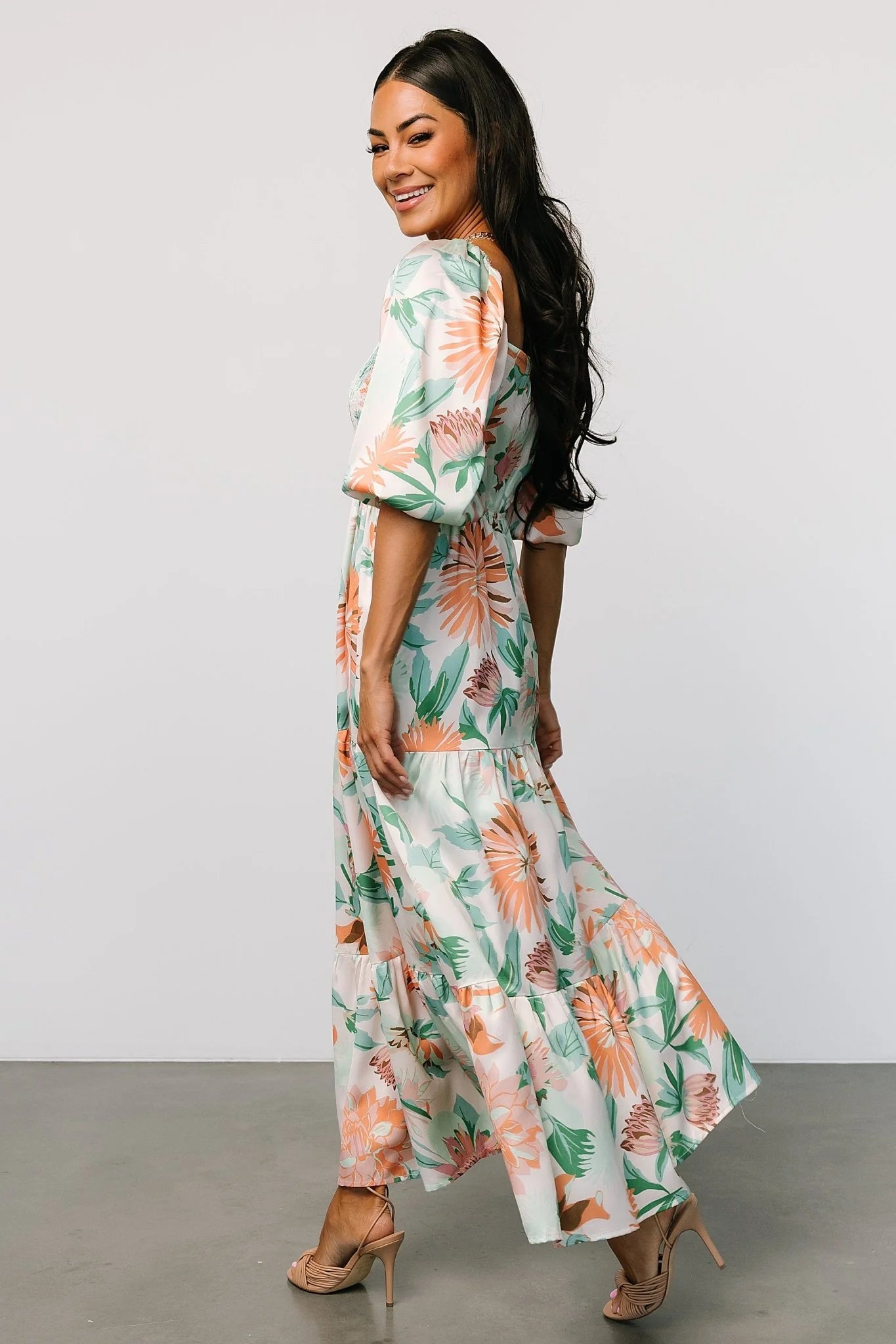 Lina Satin Dress | Multi Print