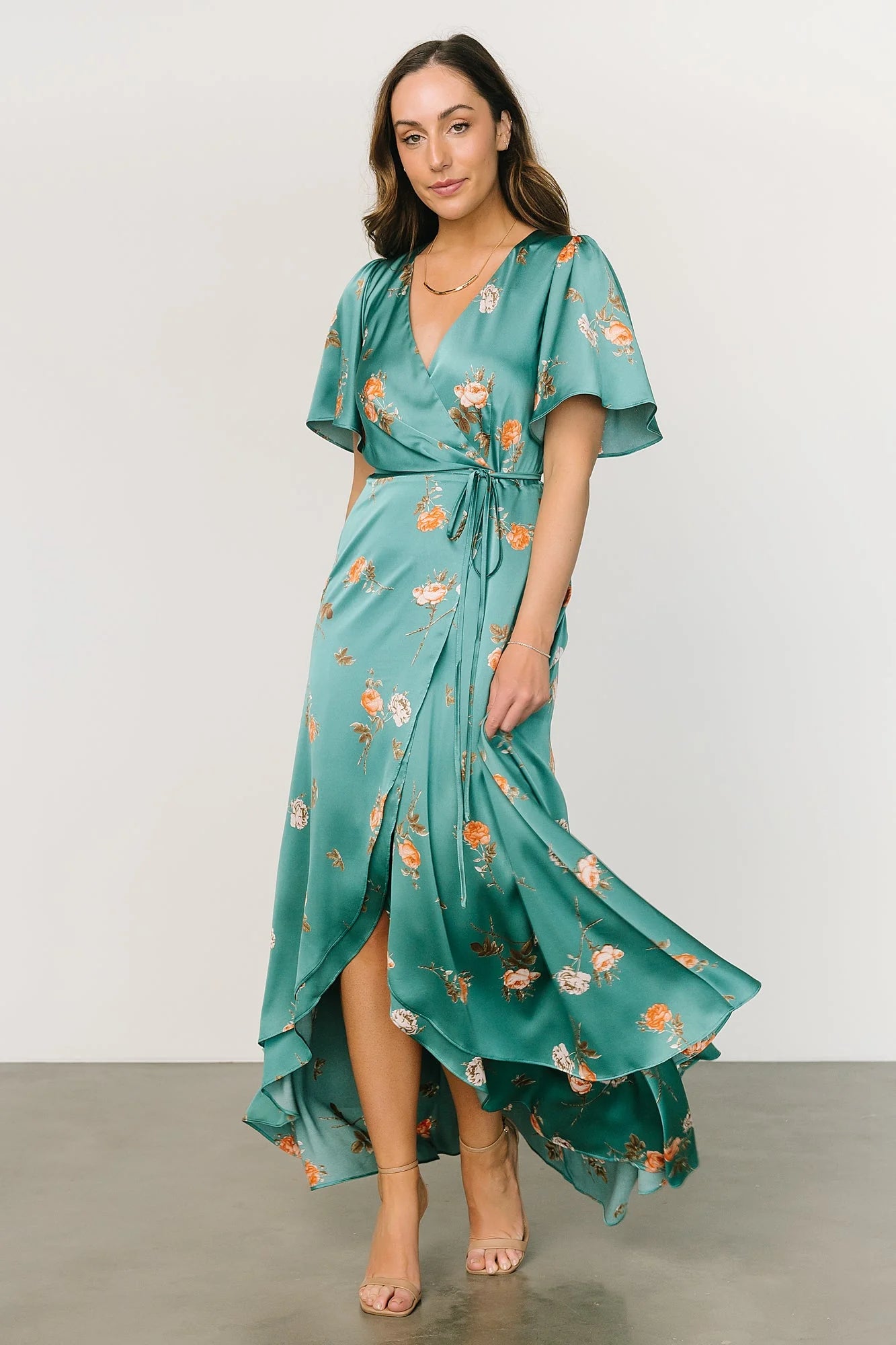 Amara Wrap Dress | Green + Coral Floral