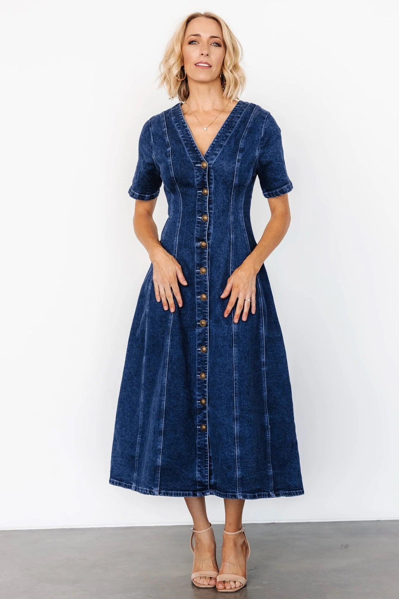 Oakley Button Denim Dress | Blue