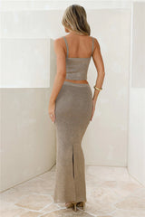 Glimmering Hour Midi Skirt Gold