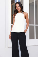 Clean Slate Tailored Halter Top White