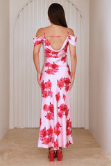 Evening Elegance Satin Maxi Dress Pink