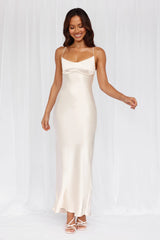 The Samara Satin Maxi Dress Pearl