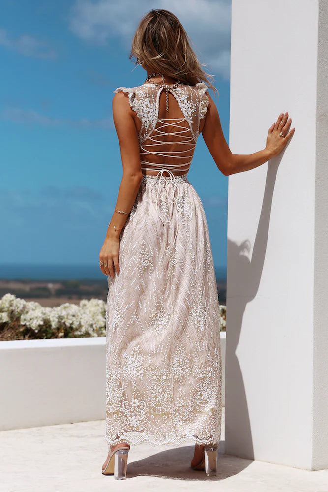 Gold On The Ceiling Maxi Dress Champagne
