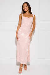 Chandelier Sparkle Sequin Maxi Dress Peach