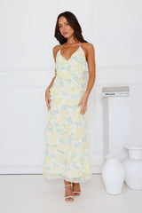 Unique Beauty Halter Maxi Dress Yellow