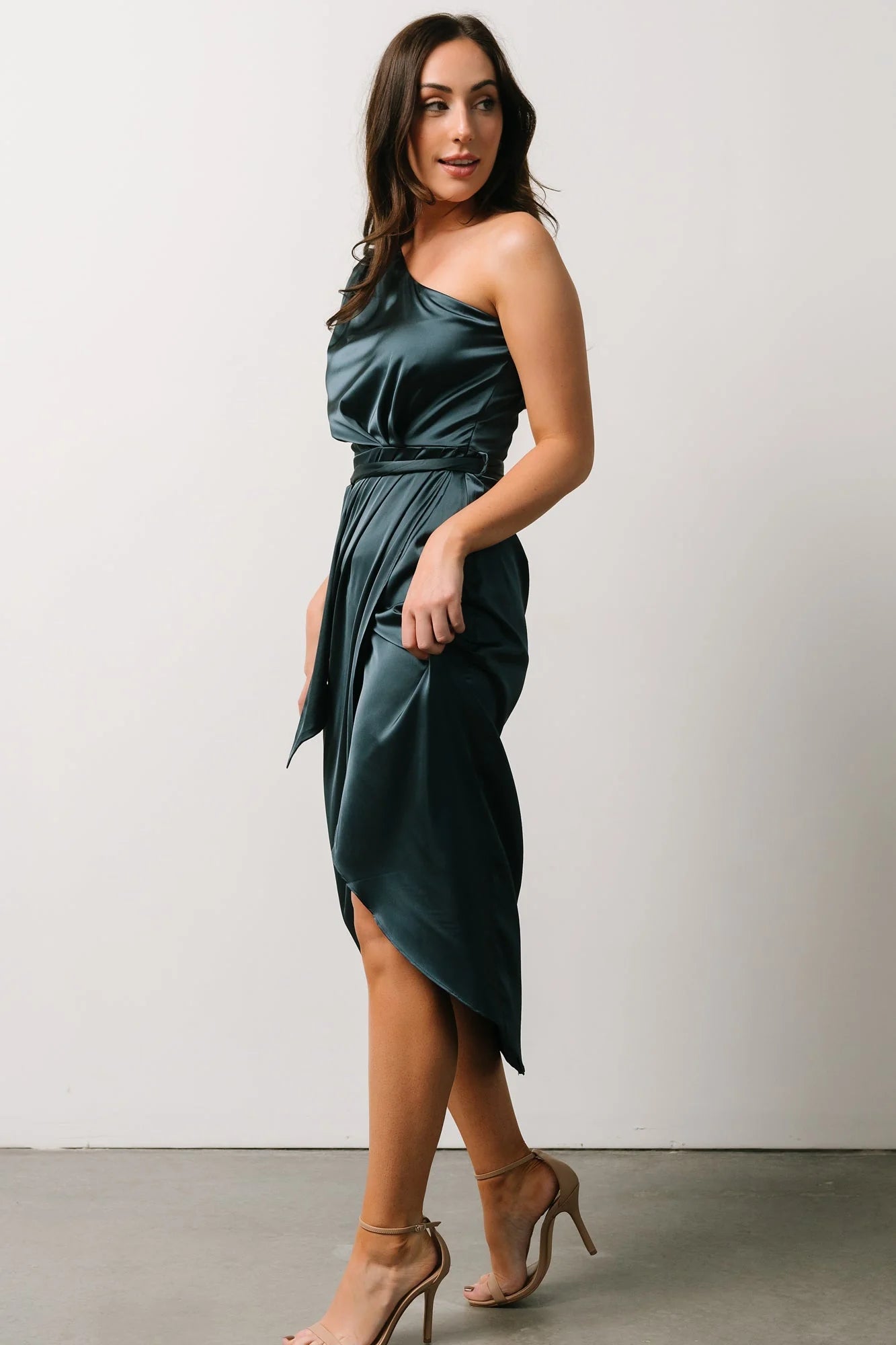 Celia One Shoulder Midi Dress | Midnight