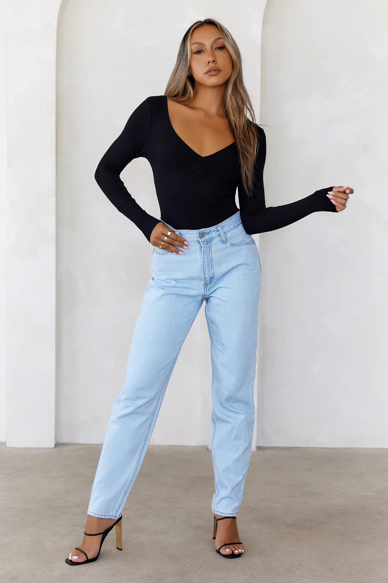 BASE The Flatter Me Long Sleeve Ribbed Bodysuit Black