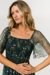 Cassandra Tulle Maxi Dress | Green + Gold