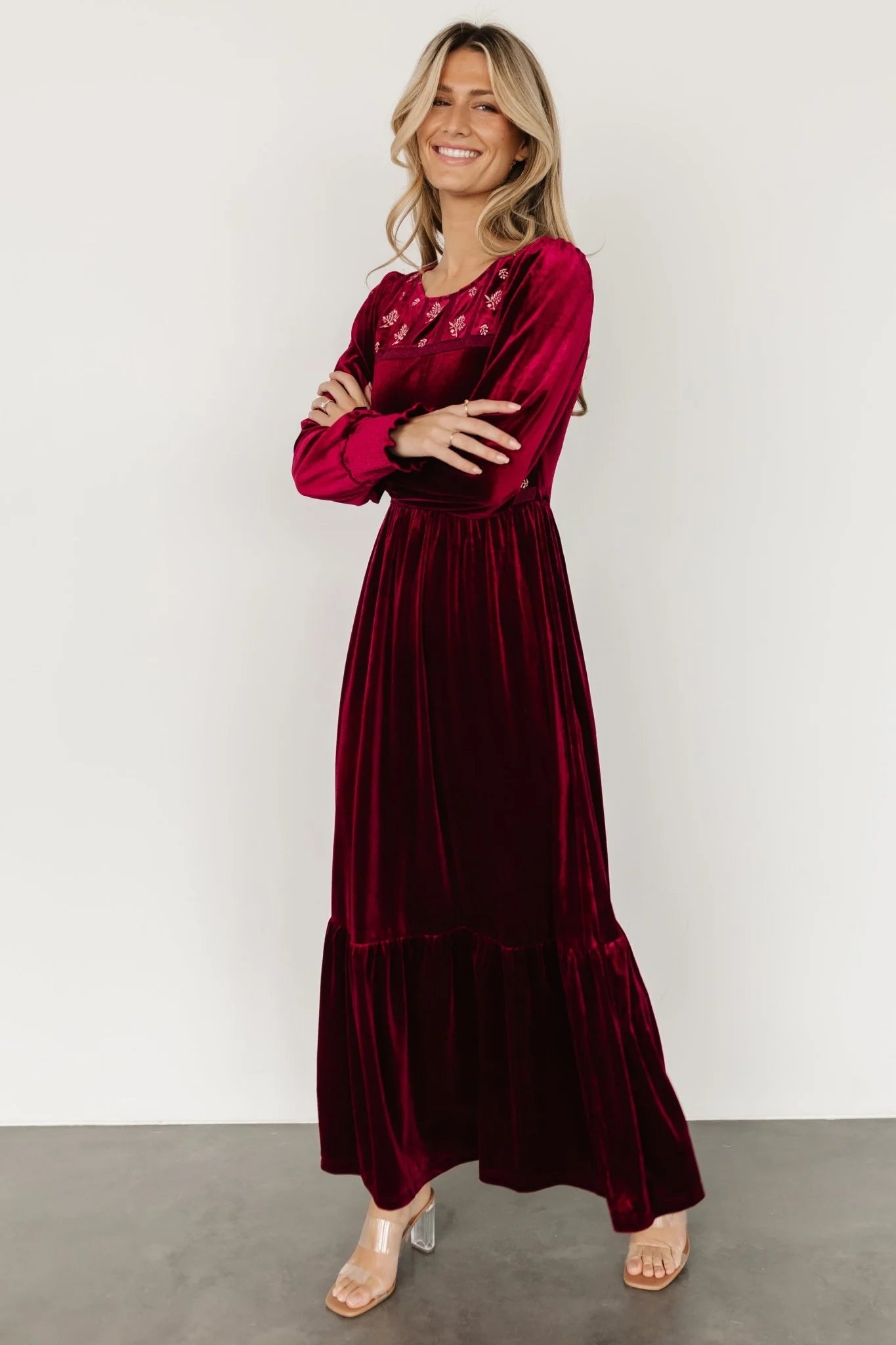 Ingrid Velvet Maxi Dress | Merlot