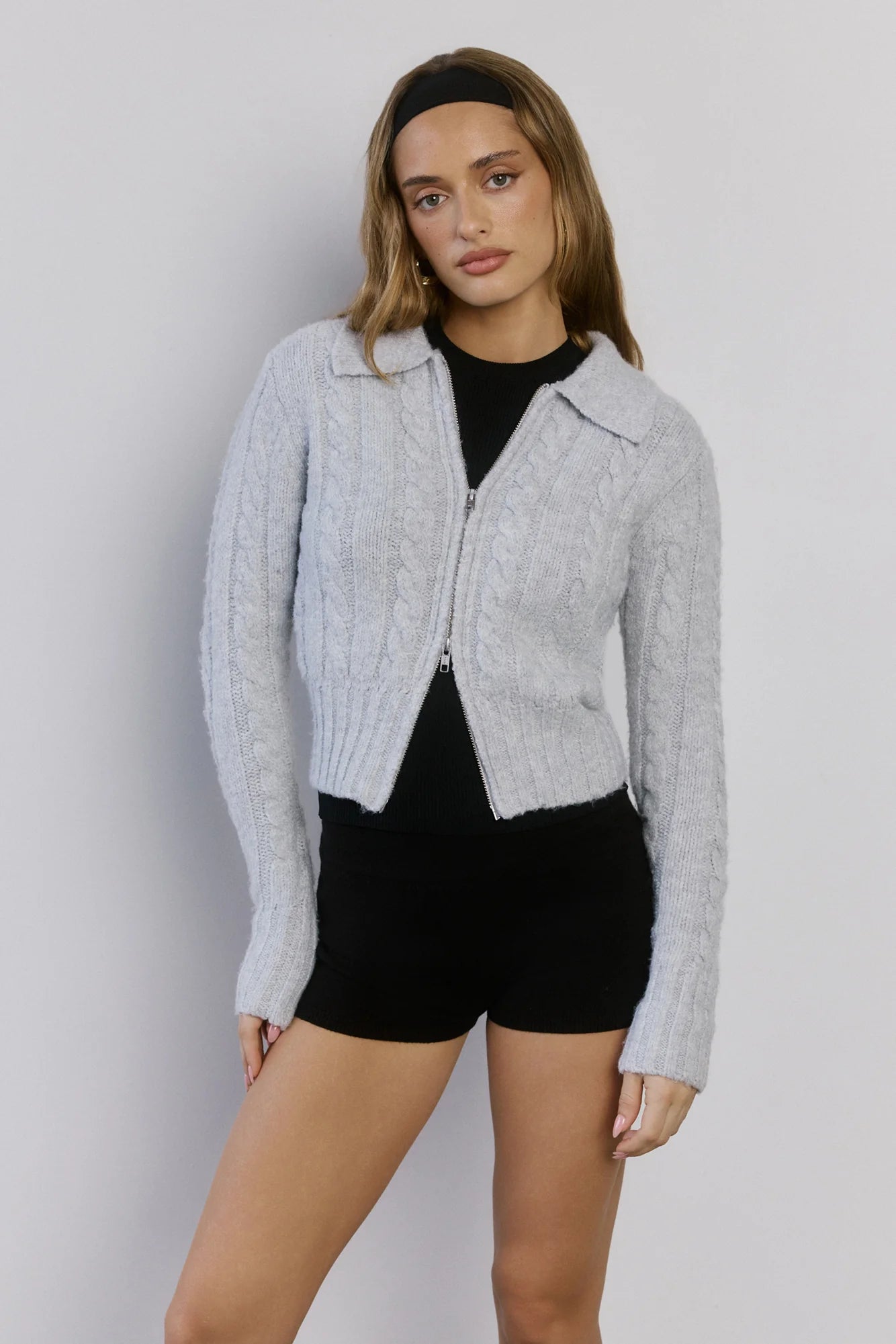 Winter Love Story Cable Knit Cardigan Grey
