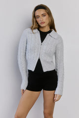 Winter Love Story Cable Knit Cardigan Grey