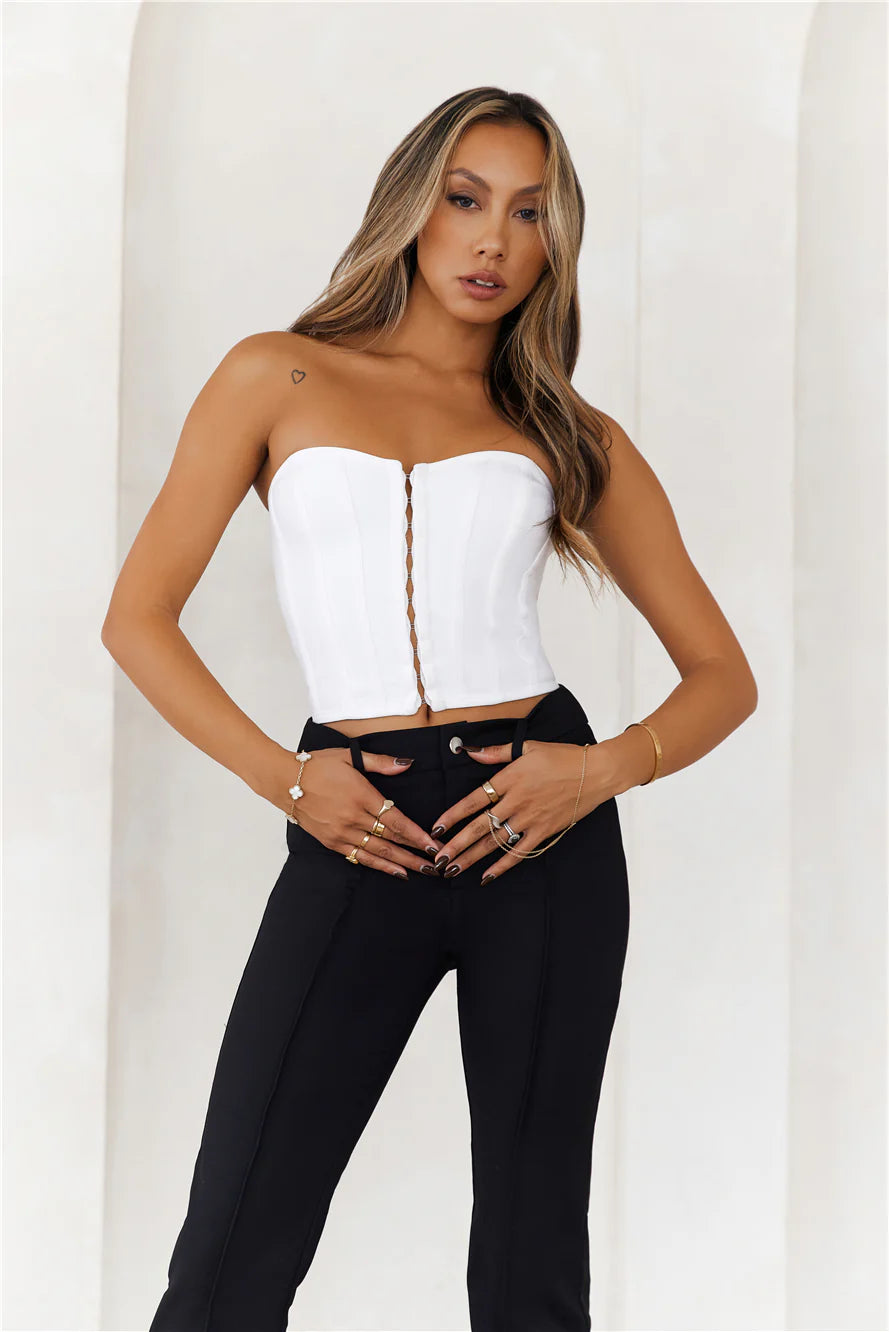 Exposure Bandage Strapless Corset Crop Top White