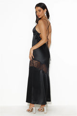Formal Retreat Satin Maxi Dress Black