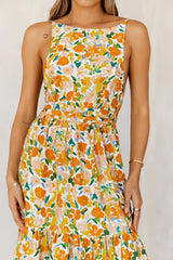Floral Whispers Maxi Dress Orange