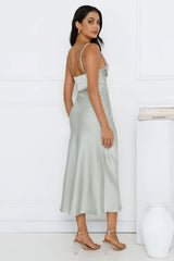 Emberly Satin Midi Dress Sage